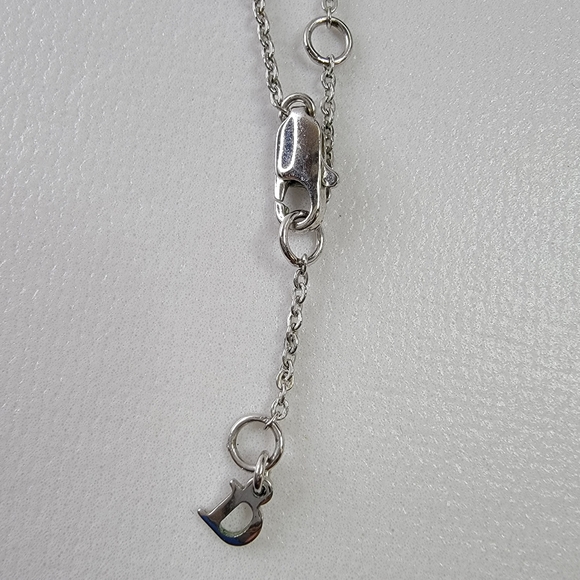 CHRISTIAN DIOR Logo Rhinestone Silver Tone Pendant Necklace - Picture 5 of 7